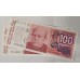 ARGENTINA 1985 . ONE HUNDRED 100 AUSTRALES BANKNOTE . ERROR . RED INK LINE . CONSEC PAIR